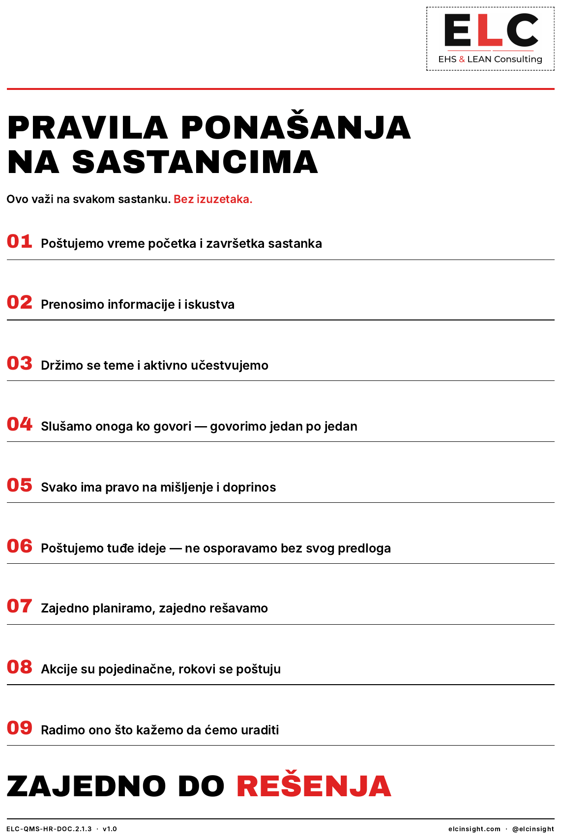 Poster pravila ponašanja na sastancima